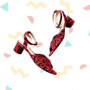 CABI Red Leopard Ankle Strap Siren Heels fancy women shoes unique sexy shoe